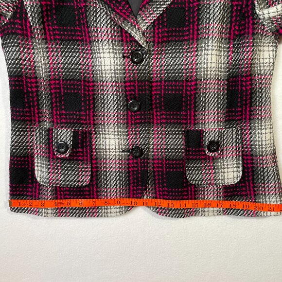 Kim Rogers Plaid Blazer Pink Black Gray Classic Tailored Lined Size 12P - Picture 11 of 15